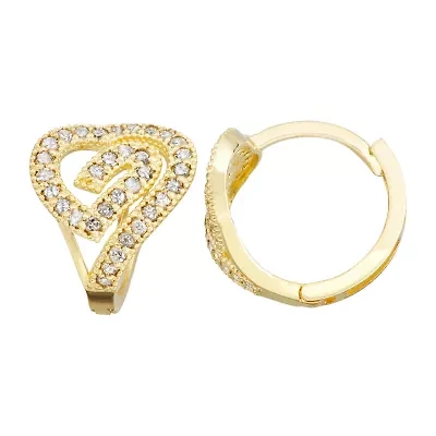 Womens 1/3 CT. T.W. Natural White Diamond 10K Gold 12mm Hoop Earrings