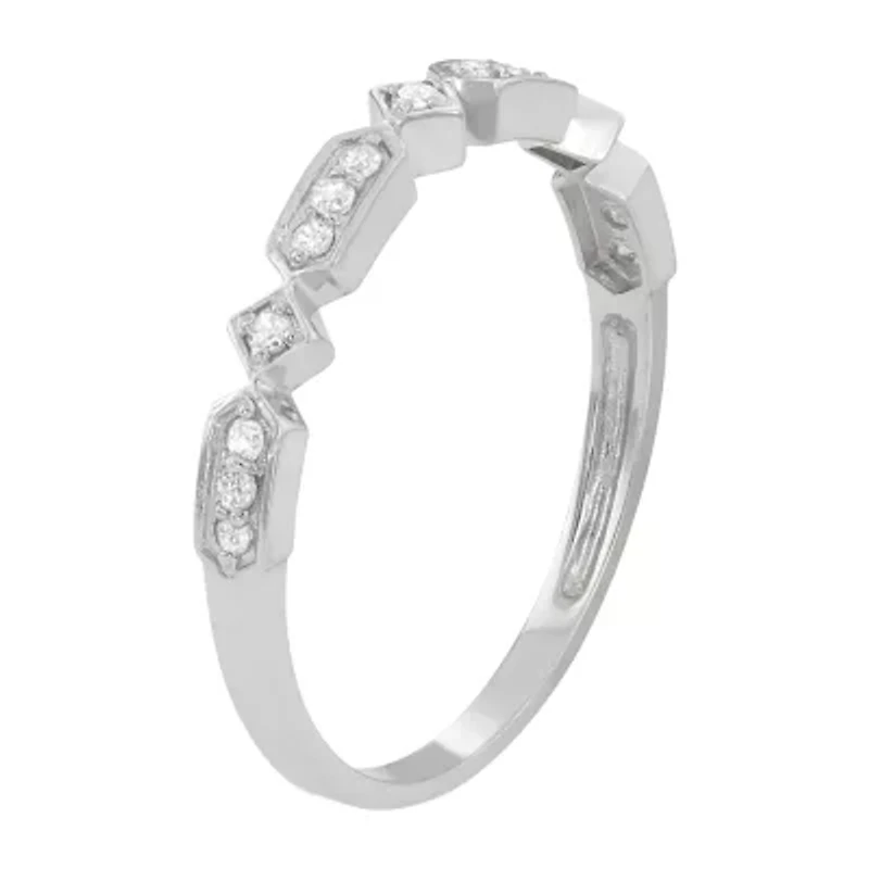 Womens 1/7 CT. T.W. Natural White Diamond 10K Gold Stackable Ring