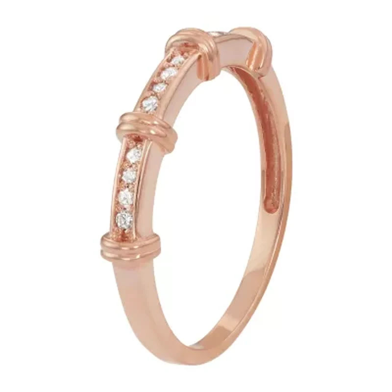Womens 1/8 CT. T.W. Natural White Diamond 10K Rose Gold Stackable Ring