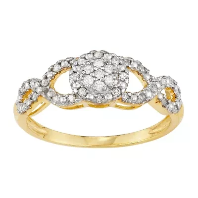 Womens 1/5 CT. Natural White Diamond 10K Gold Halo Cocktail Ring