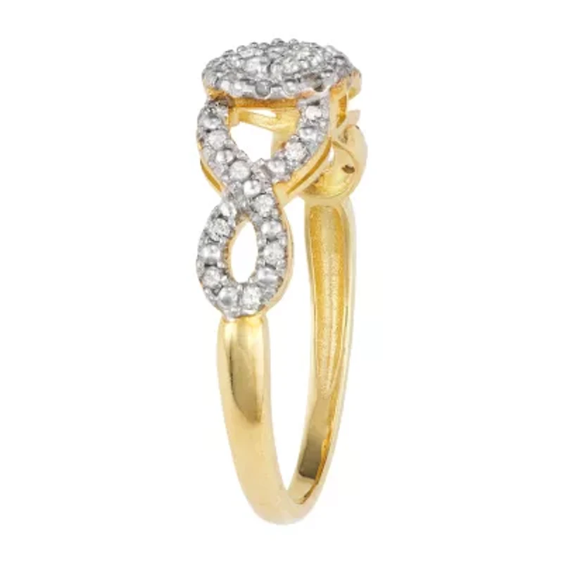 Womens 1/5 CT. Natural White Diamond 10K Gold Halo Cocktail Ring