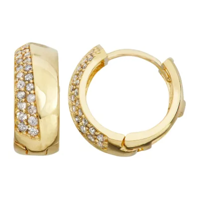 Womens 1/3 CT. T.W. Natural White Diamond 10K Gold 14mm Hoop Earrings