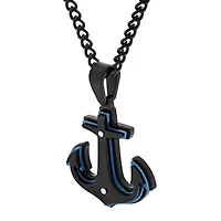 Mens Stainless Steel Anchor 24 Inch Pendant Necklace