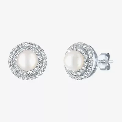 Gemstone & Lab-Created White Sapphire Sterling Silver Oval Double Halo Stud Earrings
