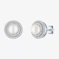 Gemstone & Lab-Created White Sapphire Sterling Silver Oval Double Halo Stud Earrings