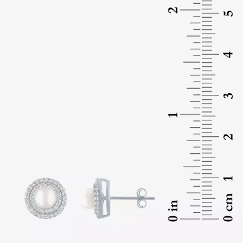 Gemstone & Lab-Created White Sapphire Sterling Silver Oval Double Halo Stud Earrings
