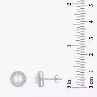 Gemstone & Lab-Created White Sapphire Sterling Silver Oval Double Halo Stud Earrings
