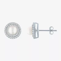 Gemstone & Lab-Created White Sapphire Sterling Silver Oval Double Halo Stud Earrings