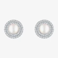 Gemstone & Lab-Created White Sapphire Sterling Silver Oval Double Halo Stud Earrings