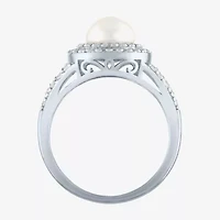 Gemstone and Lab-Created White Sapphire Sterling Silver Oval Double Halo Cocktail Ring