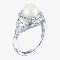 Gemstone and Lab-Created White Sapphire Sterling Silver Oval Double Halo Cocktail Ring