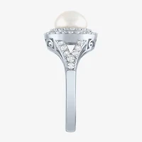 Gemstone and Lab-Created White Sapphire Sterling Silver Oval Double Halo Cocktail Ring