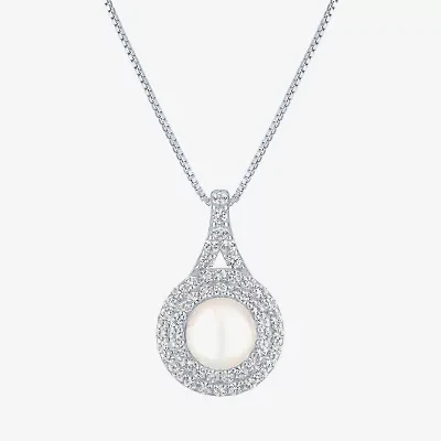 Gemstone & Lab-Created White Sapphire Sterling Silver Halo Pendant Necklace