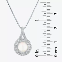 Gemstone & Lab-Created White Sapphire Sterling Silver Halo Pendant Necklace