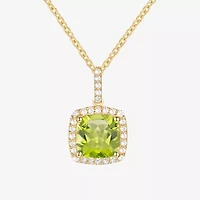 Womens Genuine Green Peridot 14K Gold Over Silver 18 Inch Pendant Necklace