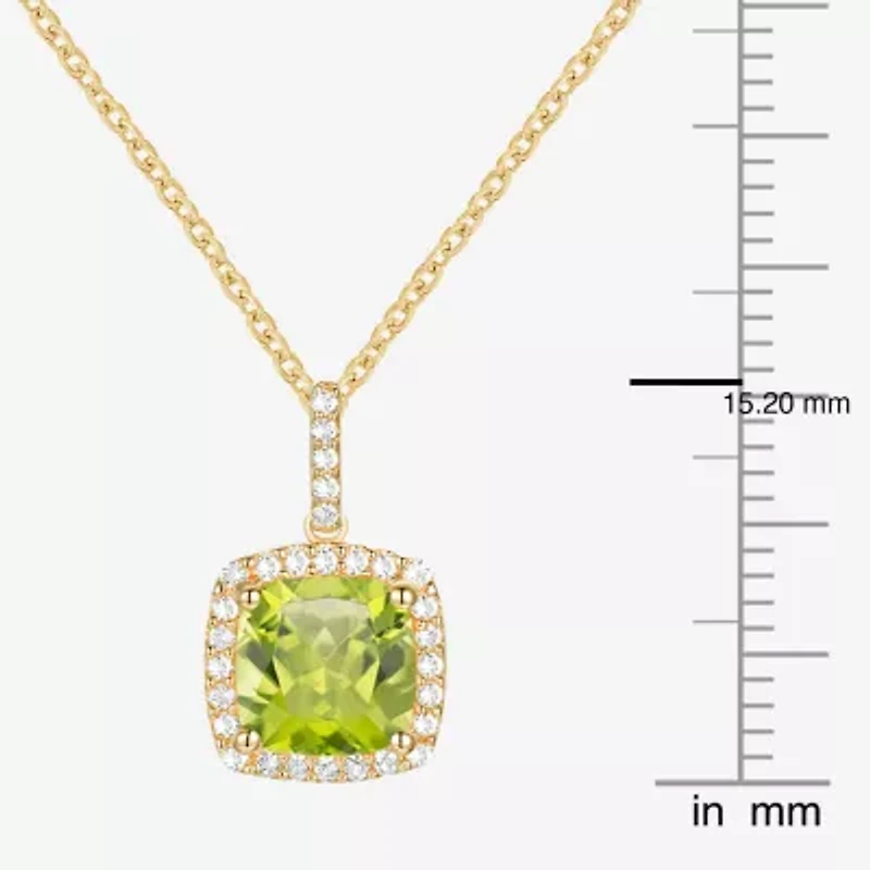 Womens Genuine Green Peridot 14K Gold Over Silver 18 Inch Pendant Necklace
