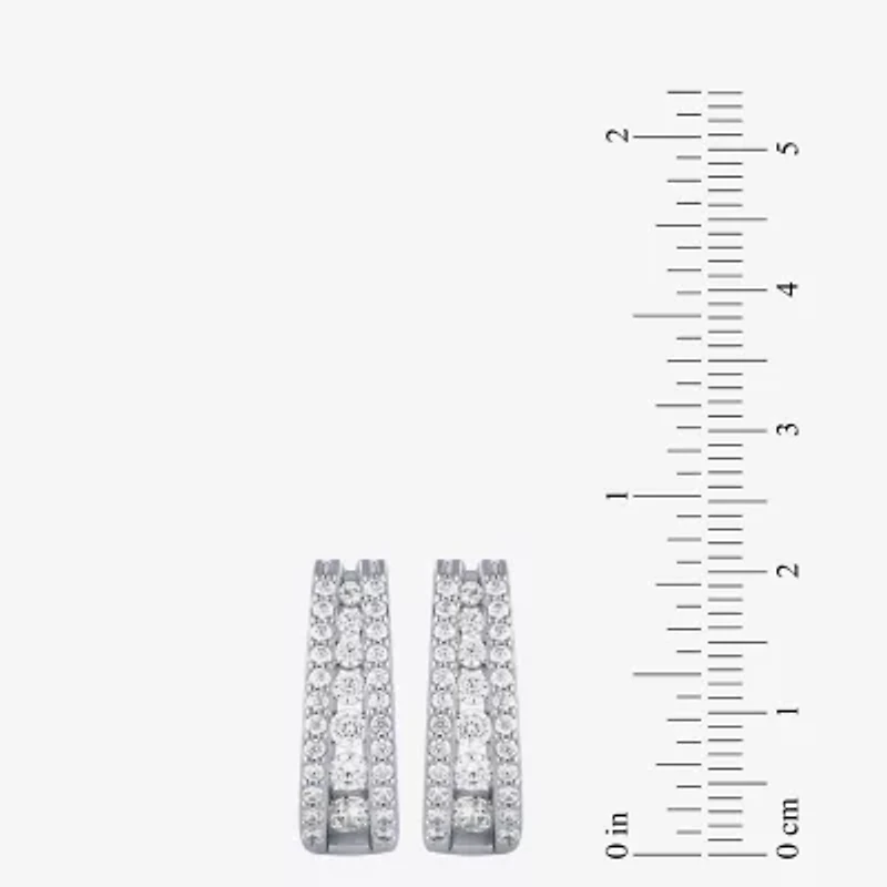 (G / Si2) Womens 1 1/2 CT. T.W. Lab Grown White Diamond 14K Gold 20.9mm Hoop Earrings