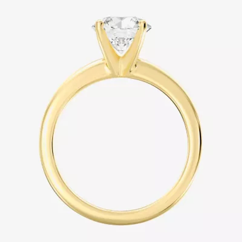 Classic Collection Womens 1 1/2 CT. Natural White Diamond 14K Gold Round Solitaire Engagement Ring