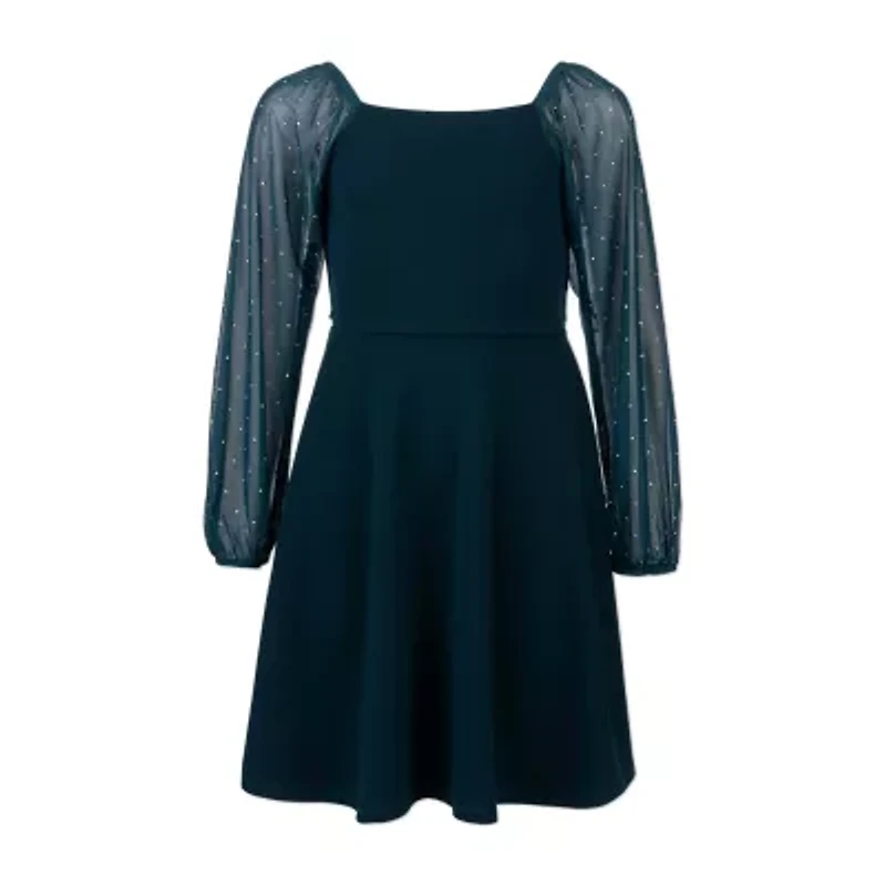 Speechless Big Kid Girls Long Sleeve Skater Dress