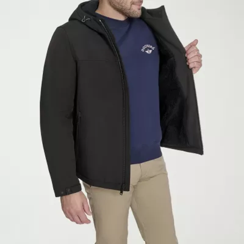 Dockers Mens Hooded Water Resistant Midweight Softshell Jacket