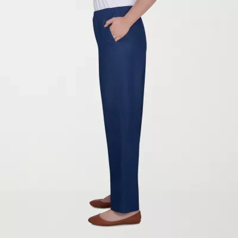 Alfred Dunner Classics Womens Straight Mid Rise Pull-On Pant