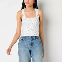 Arizona Womens Juniors Scoop Neck Sleeveless Tank Top