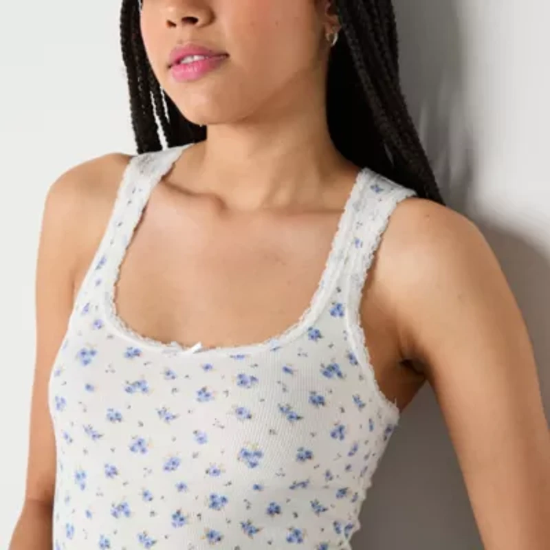 Arizona Womens Scoop Neck Sleeveless Juniors Tank Top