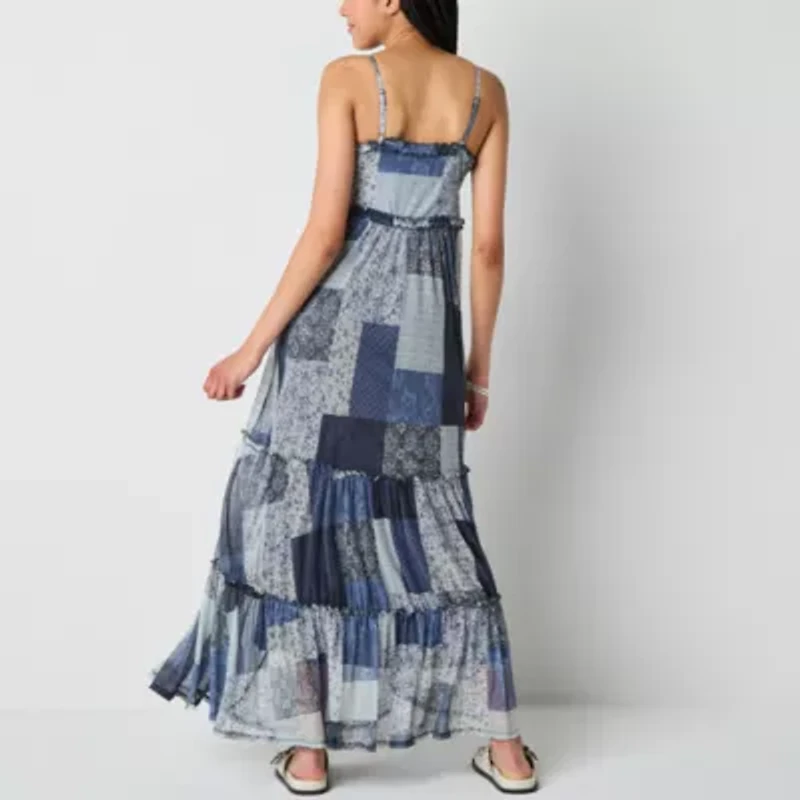 Arizona Womens Sleeveless Patchwork Juniors Maxi Dress