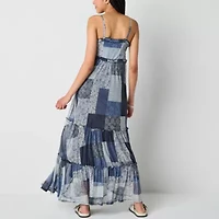 Arizona Womens Sleeveless Patchwork Juniors Maxi Dress