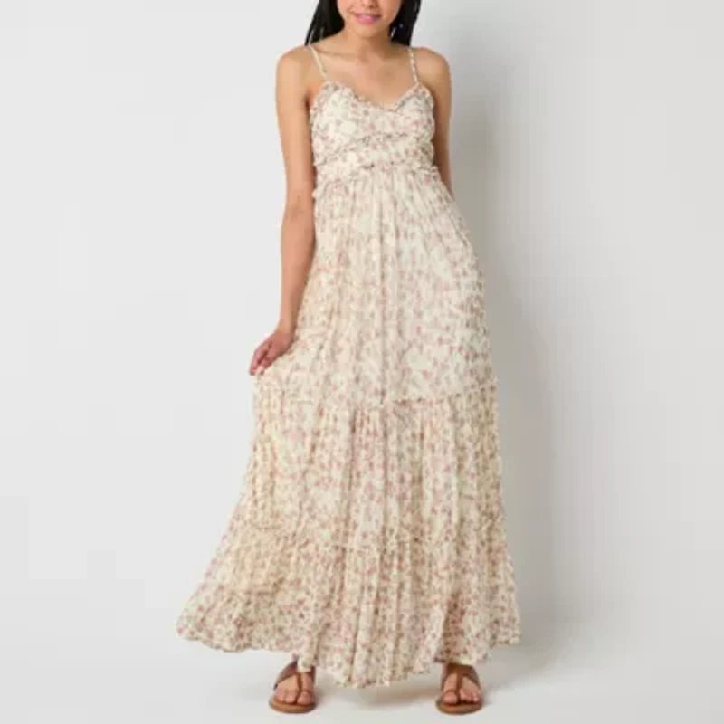 Arizona Womens Sleeveless Patchwork Juniors Maxi Dress