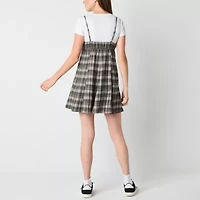 Arizona 2fer Womens Short Sleeve Plaid Juniors Shirt Dress