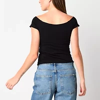 Arizona Off The Shoulder Womens Short Sleeve Juniors T-Shirt