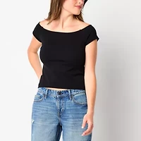 Arizona Off The Shoulder Womens Short Sleeve Juniors T-Shirt