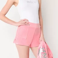 Juicy By Couture Juniors Womens Mid Rise Velour Pull-On Short
