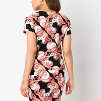 Liz Claiborne Womens Asymmetrical Neck Short Sleeve Blouse