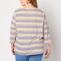 St. John's Bay Womens Boat Neck 3/4 Sleeve T-Shirt