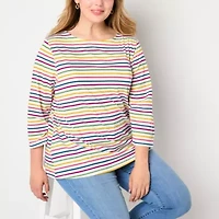 St. John's Bay Womens Boat Neck 3/4 Sleeve T-Shirt