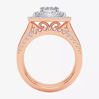 Limited Edition! Womens 1 CT.T.W. Natural Diamond 10K or 14K Gold Cushion Halo Bridal Set