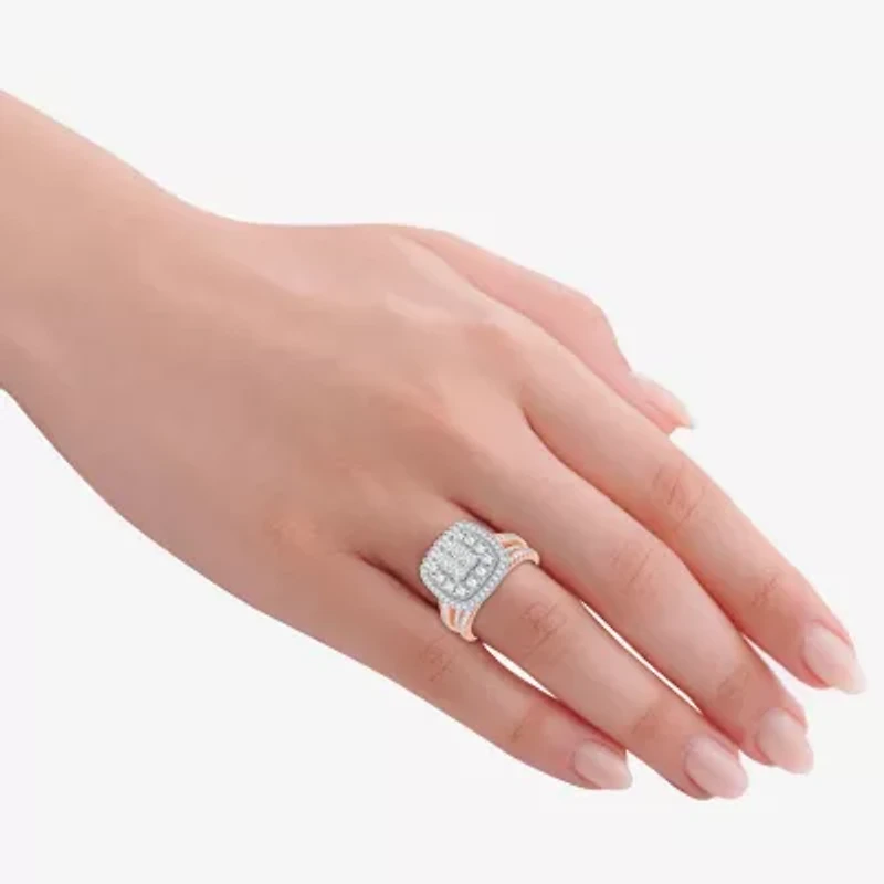Limited Edition! Womens 1 CT.T.W. Natural Diamond 10K or 14K Gold Cushion Halo Bridal Set