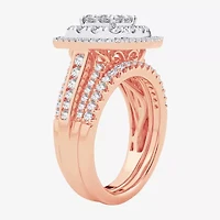 Limited Edition! Womens 1 CT.T.W. Natural Diamond 10K or 14K Gold Cushion Halo Bridal Set