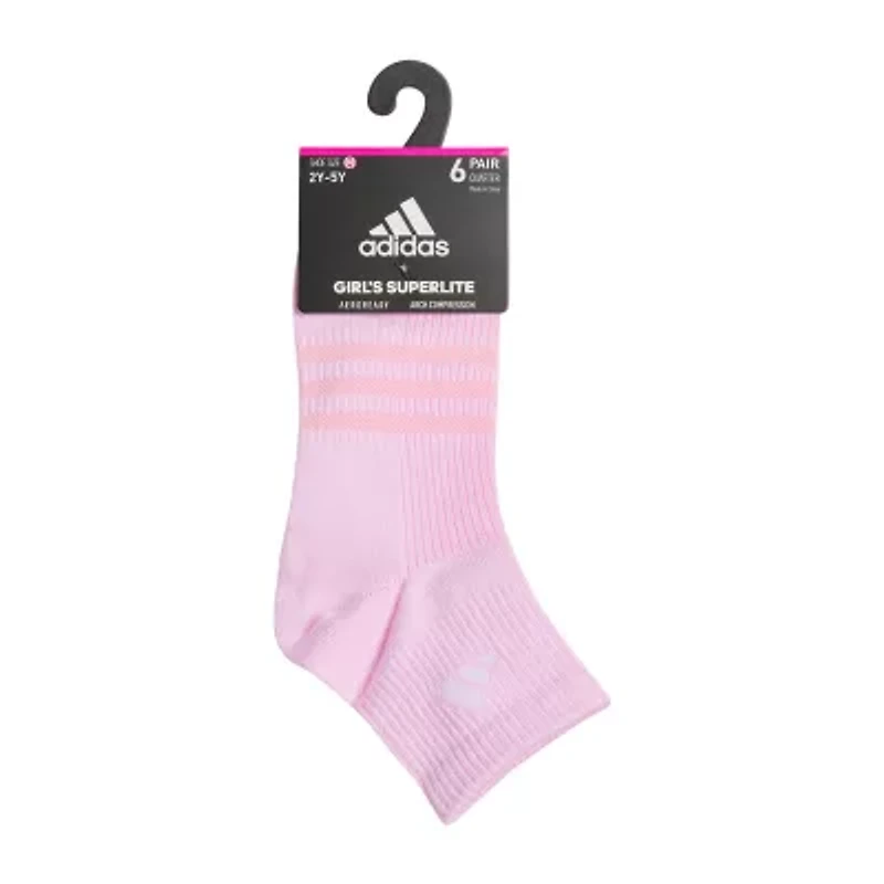 adidas Big Kid Girls 6 Pair Quarter Ankle Socks