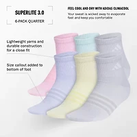 adidas Big Kid Girls 6 Pair Quarter Ankle Socks