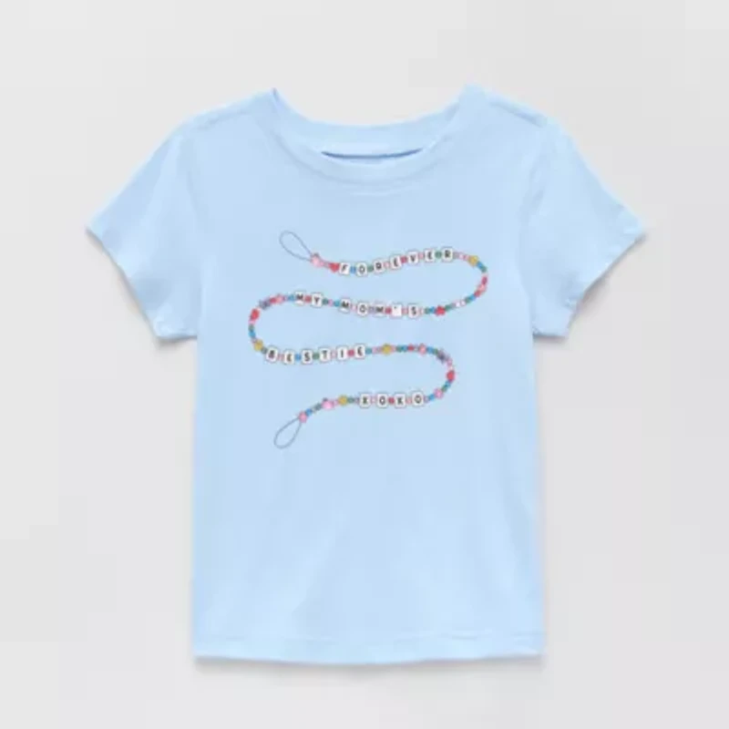 Okie Dokie Toddler Girls Sensory Friendly Round Neck Short Sleeve Adaptive Regular Fit Graphic T-Shirt