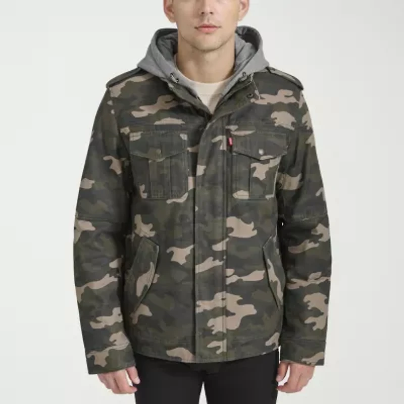 Levi's Mens Wind Resistant Hooded Midweight Utility Jacket