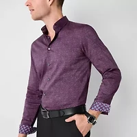 J. Ferrar Ultra Comfort Mens Long Sleeve Slim Fit Stretch Fabric Wrinkle Free Button-Down Shirt