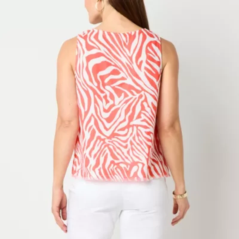 Liz Claiborne Womens V Neck Sleeveless Tall Blouse