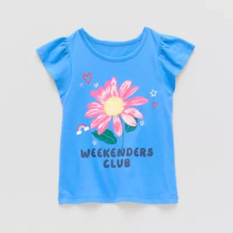 Thereabouts Little Girls Round Neck Short Sleeve Regular Fit Graphic T-Shirt