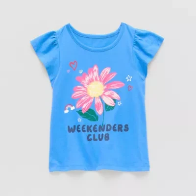 Thereabouts Little Girls Round Neck Short Sleeve Regular Fit Graphic T-Shirt