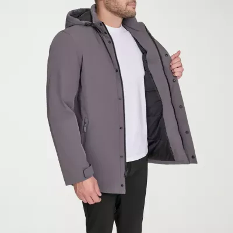 Dockers Mens Hooded Water Resistant Midweight Car Jacket