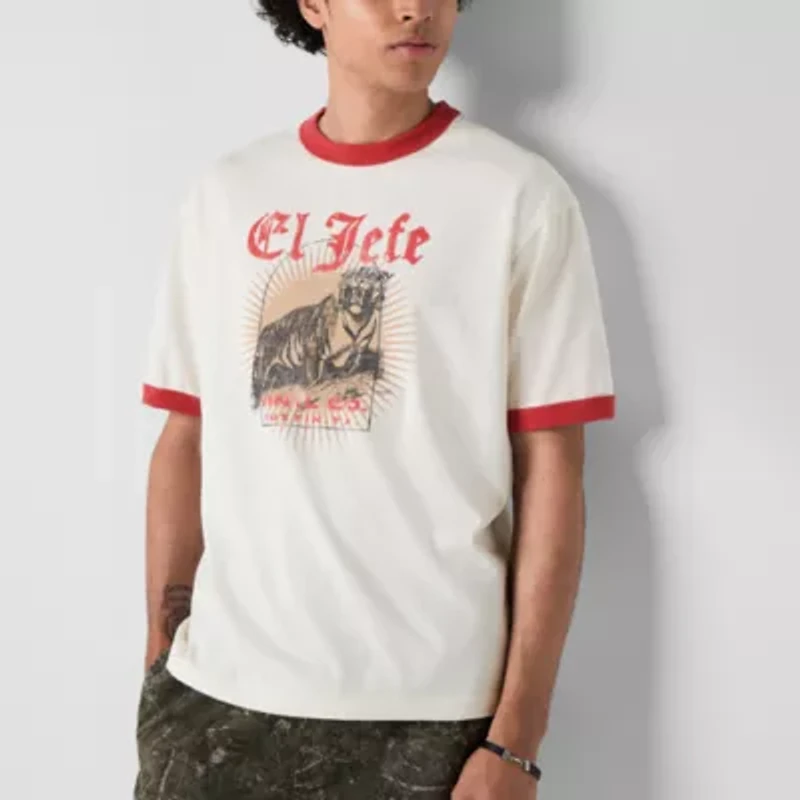 Arizona Mens Boxy Fit Ringer Graphic T-Shirt